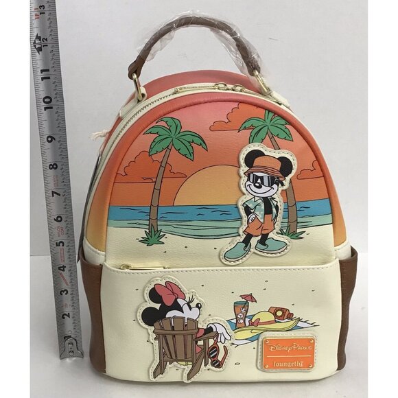 disney park glow loungefly mini backpack Disney Parks 2024 Mickey Minnie Beach Loungefly Mini Backpack Glow In Dark  NEW